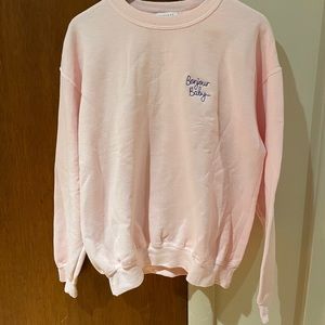 Topshop “Bonjour Baby” Sweatshirt in Baby Pink